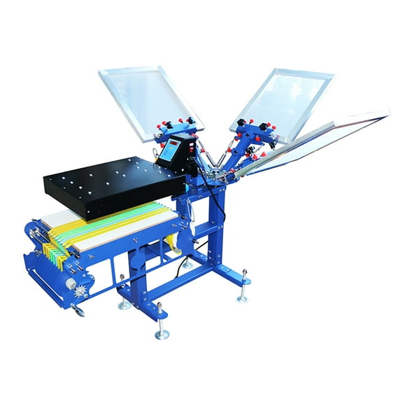 INTBUYING 3 Color 1 Station Screen Printing Press with Dryer Precision Ribbon Screen Printer