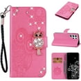 thumbnail image 3 of for Samsung Galaxy S23 Ultra (Not S23) Wallet Case for Women, Glitter Bling Diamond PU Leather Folio Cover with Card Slot Wrist Strap Phone Case for Samsung Galaxy S23 Ultra Owl Pink, 3 of 18
