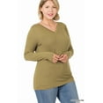 thumbnail image 3 of Zenana Plus Size Brushed Microfiber V-Neck Long Sleeve Lightweight Tee Shirt Top, 3 of 4