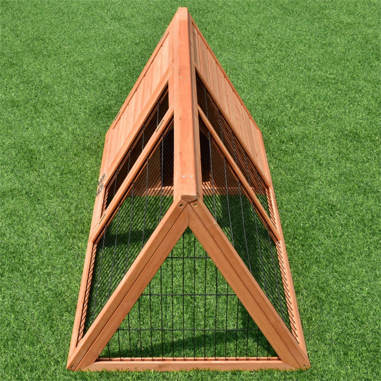 Pefilos 50" Wooden Rabbit Hutch Indoor Guinea Pig Hutch Large Pet Cages for Small Animals Chicken Outdoor Running Cage Pet Triangle Hen House