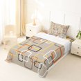 thumbnail image 3 of Castle Fairy Mid Century Square Frame Twin Sheets 3pcs,Retro Overlapping Geometric Bedding,Taupe Orange Yellow,1 Flat Sheet, 1 Fitted Sheet and 1 Pillowcase, 3 of 7