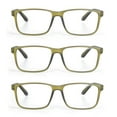 thumbnail image 2 of EYE ZOOM 3 Pack Plastic Frame Classic Rectangular Reading Glasses with Spring Hinge, Green, +1.50 Strength, 2 of 5