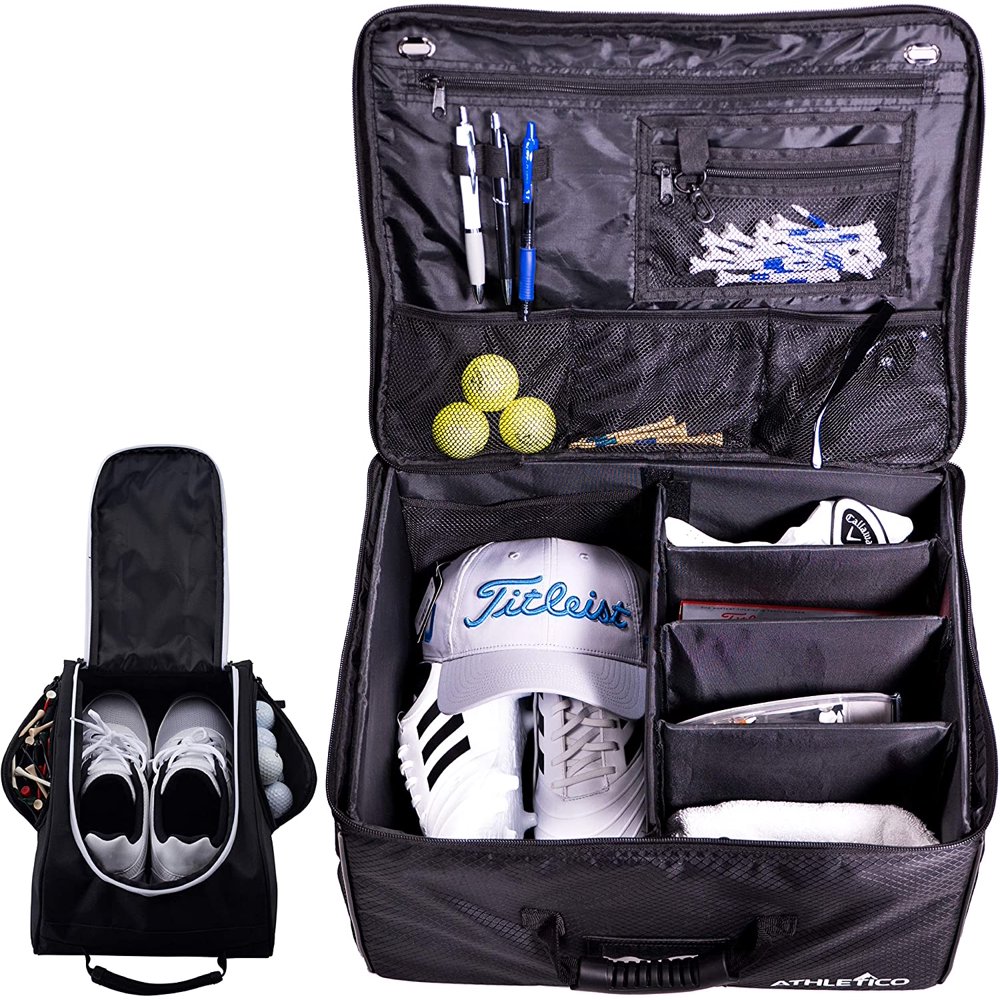 Athletico Golf Trunk Organizer + Shoe Bag (Black)