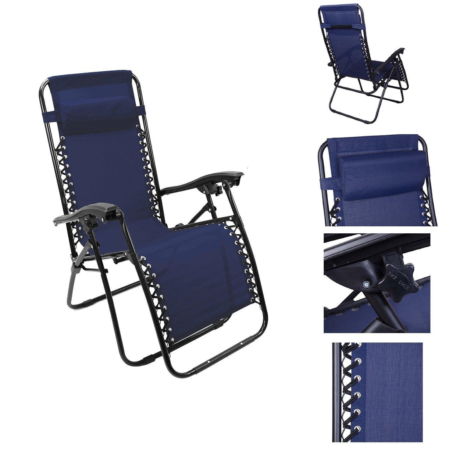 Magshion Single Folding Recliner Lounge Chair Zero Gravity Patio Pool