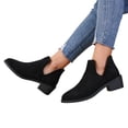 thumbnail image 4 of Mfakffe Ankle Boots for Women Chelsea Square Toe Chunky Low Heel Booties Comfortable Slip on Short Boots, 4 of 5