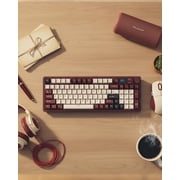 RK ROYAL KLUDGE M100 Tri-Mode Wireless Mechanical Keyboard with Screen, Dual Knobs, Gasket Mount, RGB Backlit, Hot-Swappable Cream Switches, Full-Size with Number Pad, Dark Red