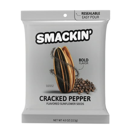 SMACKIN  Cracked Pepper Sunflower Seeds 4oz Keto American Made Low Sodium