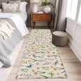 thumbnail image 4 of Spring Floral 2'x6' Runner Rugs for Hallway Kitchen Bedside Non Slip Washable, Elegant Pastoral Flowers Dragonfly Rustic Entryway Rug Runners with Rubber Backing, Long Carpet Runner for Laundry Room, 4 of 8
