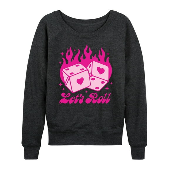 Instant Message - Lets Roll Pink Heart Dice - Women's Lightweight French Terry Long Sleeve Shirt