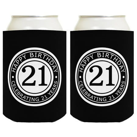 21st Birthday Gift Celebrating 21 Years 2 Pack Can Coolies Drink Coolers