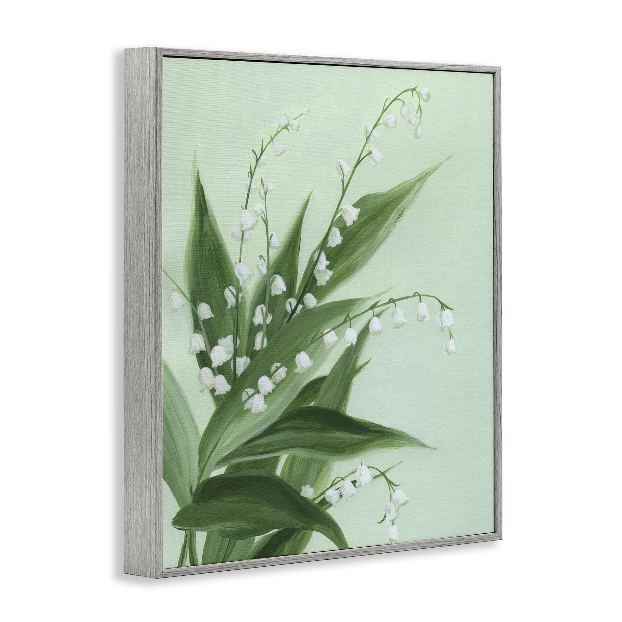 Stupell Industries Verdant Lily Of Valley Gray Framed Giclee Art, design by Grace Popp