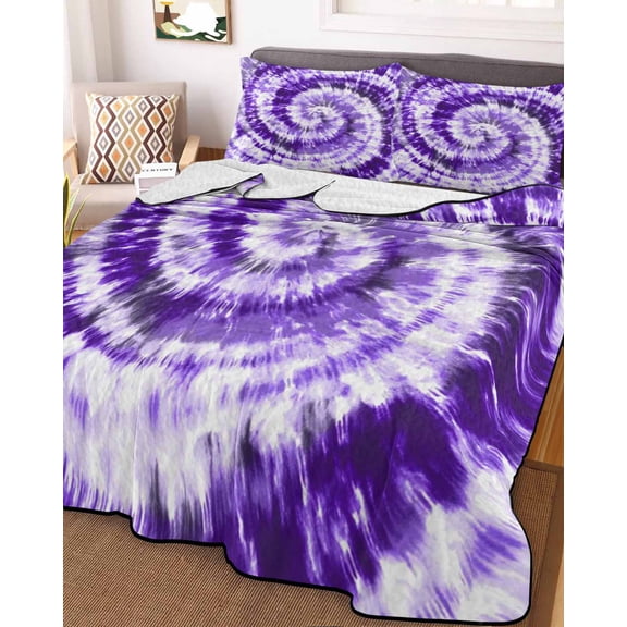 Purple Ombre Twin XL Size Down Alternative Comforter, Lightweight Comforter Quilt Bedding Set with Pillow Shams Modern Abstract Tie Dye Painting Art All Seasons Bed Comforter Duvet Insert 68"x98"