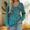 thumbnail image 2 of Shirts Women V Neck Long Sleeve Casual Baggy Comfortable Tops Basic Going Out Lounge Blouse Spring Fall Winter (M, Green), 2 of 5