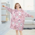 thumbnail image 5 of FORMRS Wearable Blanket Hoodie with Sleeves for Kids Cozy Flannel Sweatshirt, Pink Halloween, 5 of 7