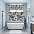 thumbnail image 3 of Navy Blue Brown Botanical Kitchen Curtains Sets for Windows 24 Inch Length, Tropical Palm Leaves Retro Rod Pocket Window Treatments Tier Curtains and Valances Set for Bedroom/Bathroom, 3 of 8