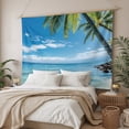 thumbnail image 3 of Ocean Tapestry for Bedroom Wall Hanging Tapestry, Summer Palm Trees Blue Sky Beach Scenery Ceiling Backdrop Tapestries Poster Blanket Wall Decor for Teens Room Living Room Dorm 55" x 73", 3 of 8