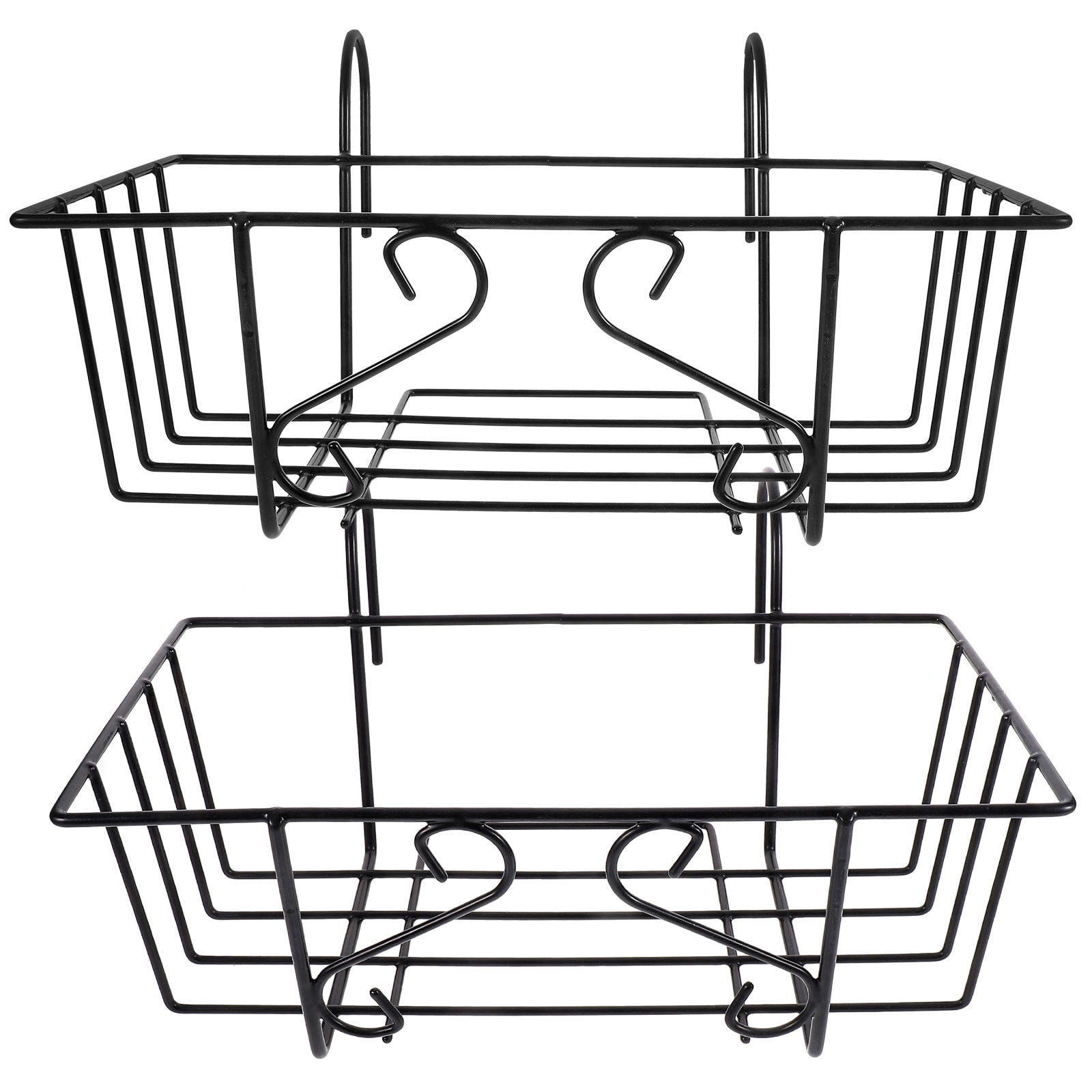 Tineasur 2Pcs Balcony Hanging Basket Metal Plant Holder Black Fence Rail Flower Display