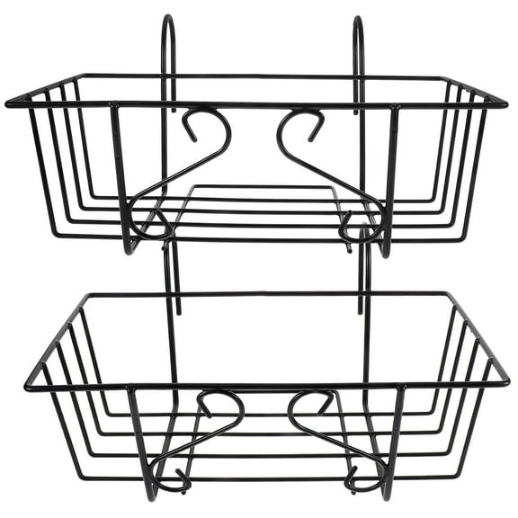 BESTOYARD 2Pcs Balcony Hanging Flowerpot Holder Black Metal Fence Planter Rack with Strong Bearing Capacity
