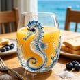 thumbnail image 2 of Artisanal Seahorse Glassware, 2D Seahorses Stemless Wine Glasses, Ocean Fantasy Embossed Glass Collection, Handcrafted Marine Animal Bar Glass, Coastal Home Decor Gift, 2 of 7