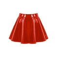 thumbnail image 4 of CHICTRY Womens Glossy Patent Leather Flared Skirt A-Line Mini Skirt for Club Performance, 4 of 7