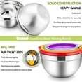 thumbnail image 7 of Mixing Bowls with Lids Set of 5, Vesteel Stainless Steel Mixing Bowls Metal Nesting Salad Bowls, Size 4.5, 3, 1.5, 1, 0.7 QT Great for Cooking, Baking, Serving - Multi-Color, 7 of 7