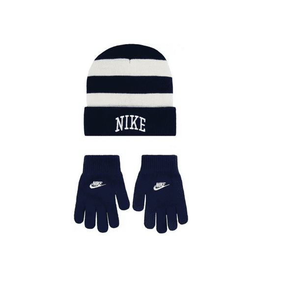 Nike Big Kids Chunky Stripe Peak Beanie & Gloves Set One Size  8/20
