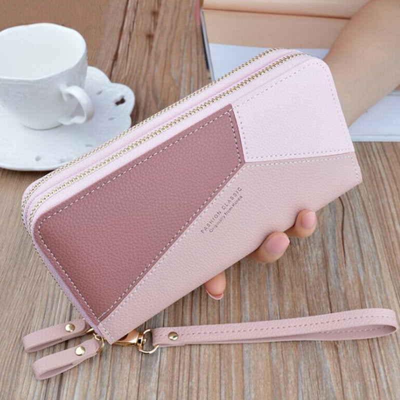 Leather Wallets for Women, Zip Around Card Holder Phone Clutch, Women Purse Lady Long Handbag