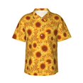 thumbnail image 1 of Balery Vintage Leopard Print Sunflower Camisas hawaianas de manga corta para hombre, camisas playeras de corte holgado, camisas de vacaciones con botones,Large, 1 of 7