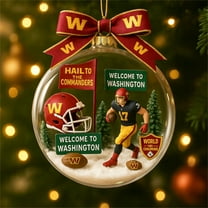 Christmas Decoration, Washington 2D Acrylic Christmas Ornament - No.17 Player & "Hail to the Commanders" Design, WAS x NFL Christmas Tree Ornament