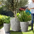 thumbnail image 4 of Large Concrete Planters Set of 3, Big Round Outdoor Indoor Garden Pots with Drainage Hole & Rubber Plug, 18/13/9 Inch Diameter ( (SH001), 4 of 10