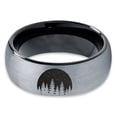 thumbnail image 2 of Tungsten Night Skyline Outdoor Camping Band Ring 8mm Men Women Comfort Fit Black Dome Brushed Gray Polished, 2 of 4