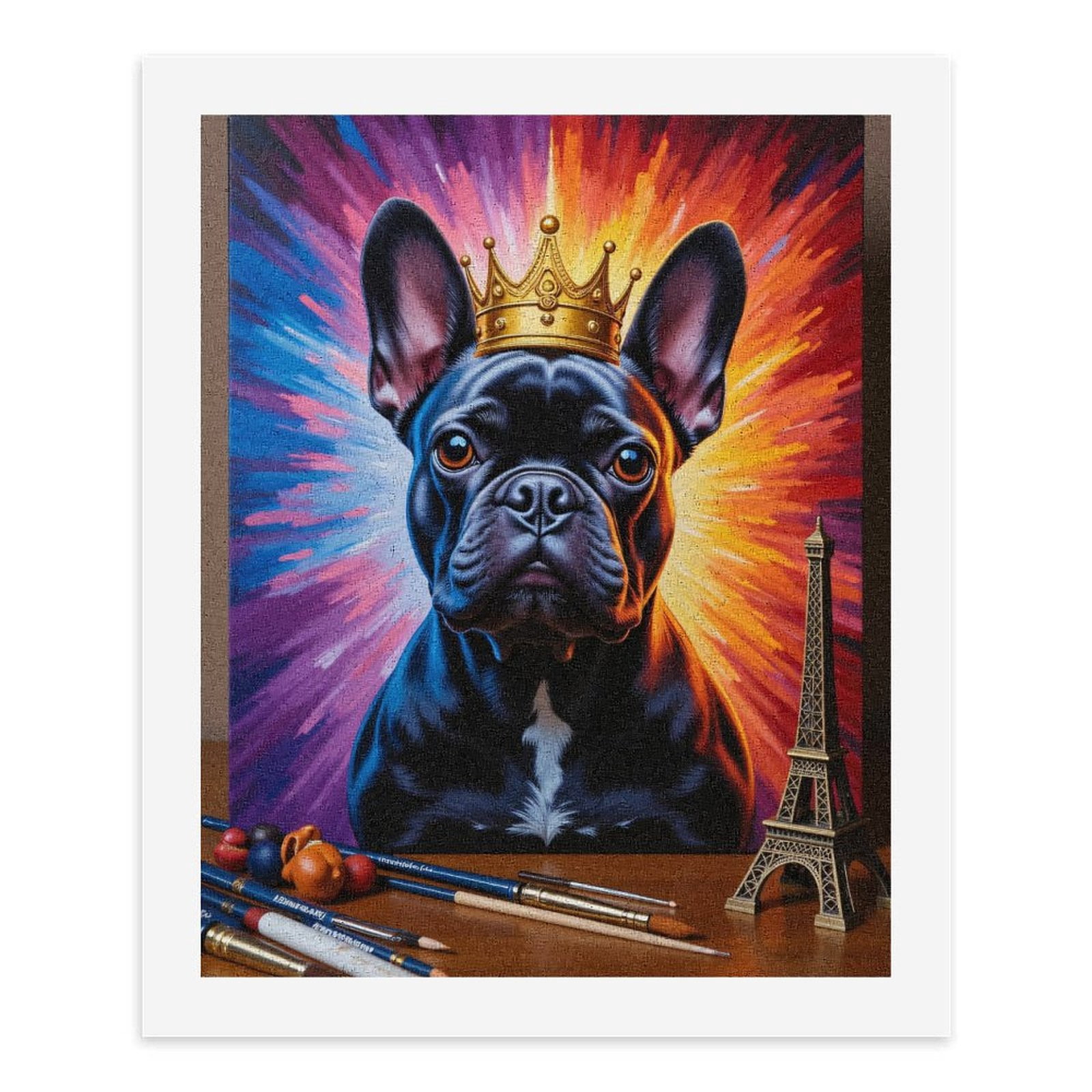 Paint By Numbers Kit for Adults Beginner - Dog Crown Art Paris Eiffel Painting DIY Canvas Painting Kits for Adults, Frameless Paint By Number for Adults for Home Wall Decor 16x20 Inch