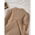 thumbnail image 3 of Jersey de cuello alto suave para mujer, suéter básico informal ajustado, elástico, Top de punto acanalado suave, otoño e invierno, 2024, 3 of 5