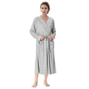 Catalonia Women's Towel Bathrobes, Lightweight Cotton Waffle Full-Length Cloth Robe,Soft Absorbent Robes Home Hotel Spa Long Sleeves Robe,Gray Ash,XL
