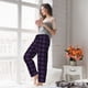 thumbnail image 5 of Balery Purple Black Plaid Pantalones de pijama para mujer, pijamas ultraligeros, pantalones de estar por casa-Small, 5 of 6