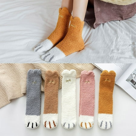 

EQWLJWE 5Pairs Women s Autumn Winter thickening Animal Coral Velvet Warm Tube Socks Socks Holiday Clearance