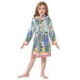 thumbnail image 6 of FORMRS Niños Bathrobe Unisex Hooded Robe Soft Plush Pajamas Sleepwear, Size 10-12T, Seaside Leaves, 6 of 7