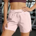 thumbnail image 2 of KPOPLK Women's Running Shorts Elastic High Waisted with Pockets 7" Sporty Workout Quick Dry Athletic Shorts Size XS,Light Pink, 2 of 5