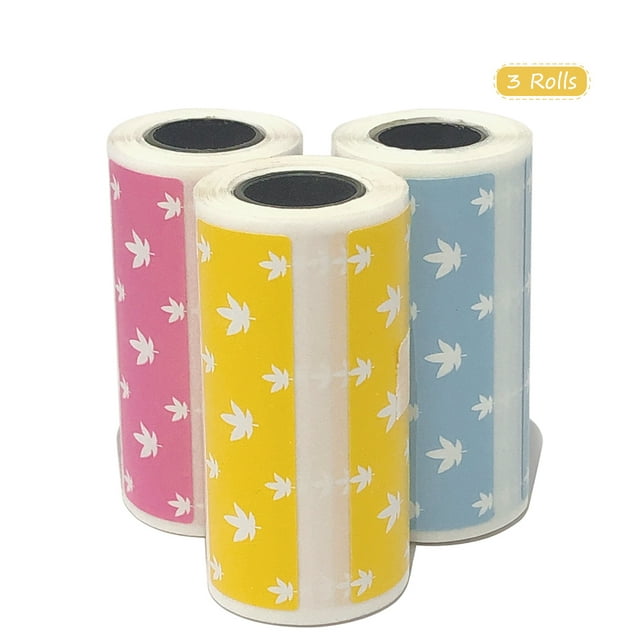 Cute Cartoon Direct Thermal Labels Roll 57*30mm(2.17*1.18in) Strong Adhesive Sticker Clear Printing for PeriPage A6 Pocket BT Thermal Printer, 3 Rolls