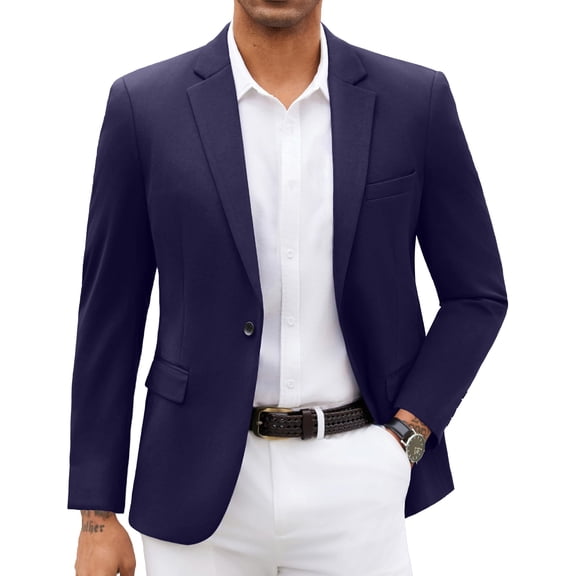 COOFANDY Sports Jackets for Men One Button Knit Sport Coat Casual Stylish Notched Lapel Blazer