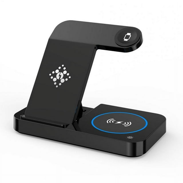 Chargeur Sans Fil 4-en-1 Station de Charge Rapide 15w Compatible pour IOS Noir