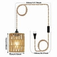 thumbnail image 2 of Boho Plug in Pendant Light, Hanging Light with Cord, Ceiling Lamp Rattan Cylinder Shad pwm25, 2 of 8