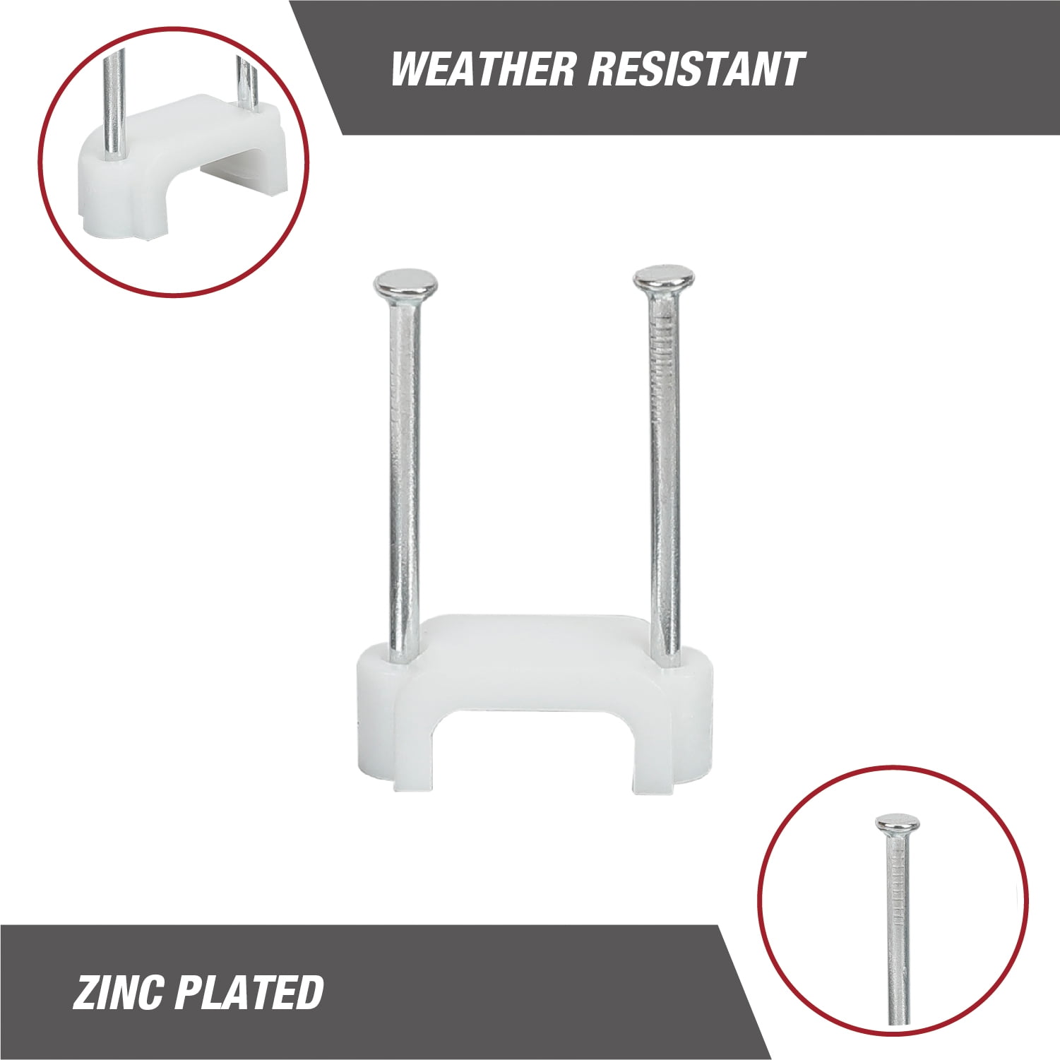 Hyper Tough 25-Pack 1/2-inch Cable Staples, White