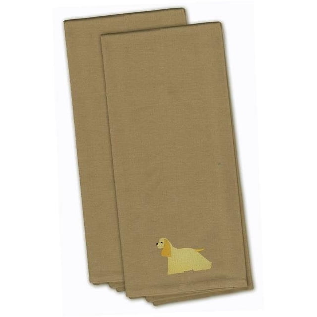 Carolines Treasures BB3386TNTWE Cocker Spaniel Tan Embroidered Kitchen Towel - Set of 2