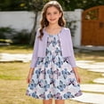 thumbnail image 5 of Casual Dresses for Girls Spaghetti Strap Butterfly Print Midi Dress and Knit Cardigan Two Piece Set Girls Clothes 9-10 Years, 5 of 9