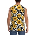 thumbnail image 4 of Lsque Cow Print Sunflower Print Men's Cotton Blend Sleeveless Muscle Shirts (S-3XL)- Moisture Wicking, Odor Protection, UPF 30+,3X-Large, 4 of 8