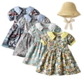 thumbnail image 2 of FLMEI Girls Summer Dresses Baby Newborn,Toddler Girls Lapel Printed Short Sleeve Dress Casual Summer Sundress Printed Jumper Skirt for Girls 3M-4Y, 2 of 9