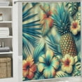 thumbnail image 5 of GOSMITH Shower Curtain Orange Fruit Pineapple and Tropic Flowers in Colorful Tropical, Multiple Sizes White, 5 of 6