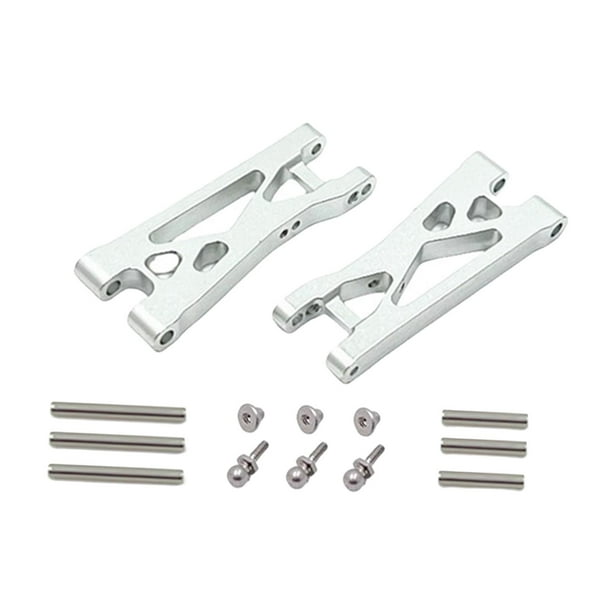 2 brazos de suspensión traseros inferiores para coche RC, aleación de aluminio, accesorios para mejoras DIY plata