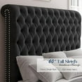 thumbnail image 5 of VanAcc Velvet Upholstered Platform Bed Frame with Button Tufted Wingback Headboard,Grey,King, 5 of 8